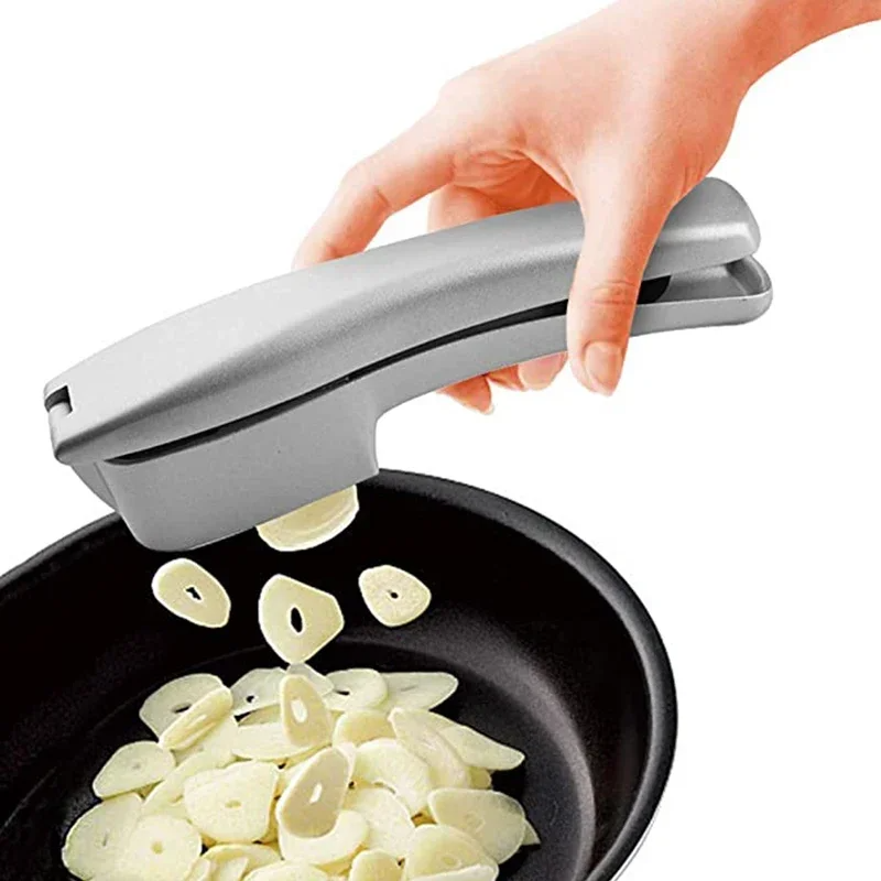 2 In 1 Multifunctional Garlic Press Garlic Slicer Zinc Alloy Manual Kitchen Gadget