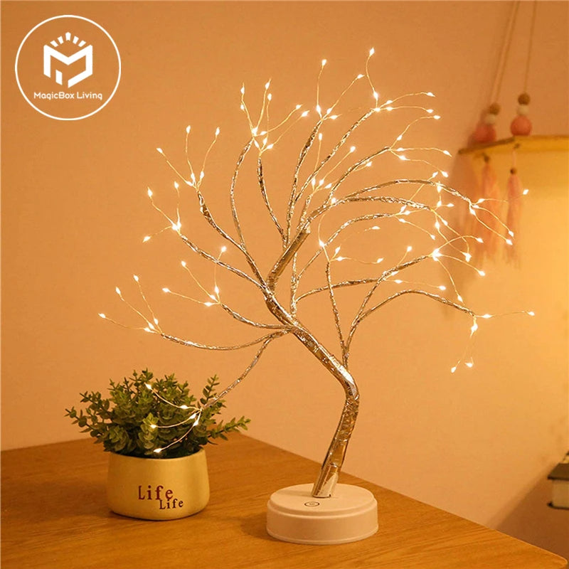 LED Night Light Mini Tree Copper Wire Garland Lamp For Decoration