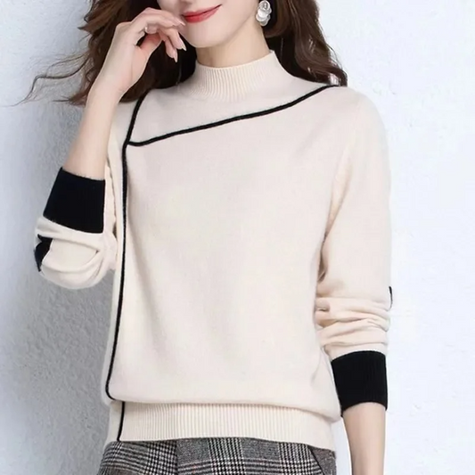 Women’s Turtleneck Knitted Sweater - Casual Loose Jumper