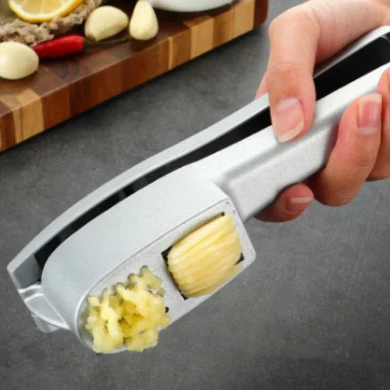 2 In 1 Multifunctional Garlic Press Garlic Slicer Zinc Alloy Manual Kitchen Gadget