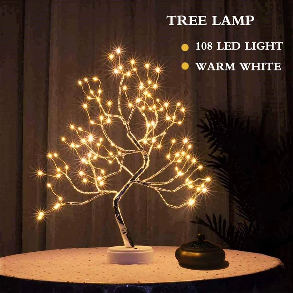 LED Night Light Mini Tree Copper Wire Garland Lamp For Decoration