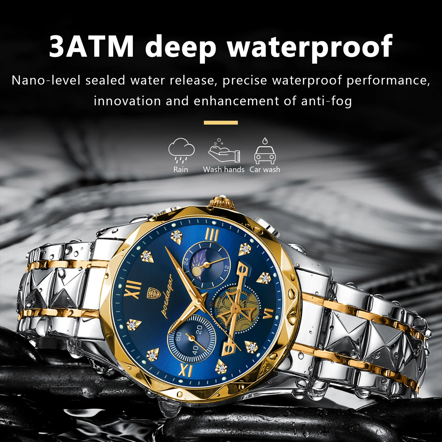 POEDAGAR Luxury Men's Quartz Watch – Waterproof, Luminous Chronograph