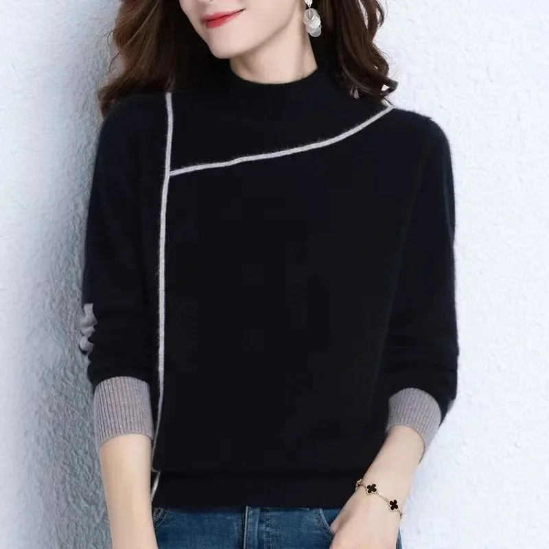 Women’s Turtleneck Knitted Sweater - Casual Loose Jumper