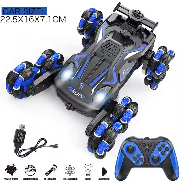 Six Wheel Stunt Remote Control Car with LED Lights, 360° Rotation, Spray Function & Long Battery Life – Perfect Gift for Kid