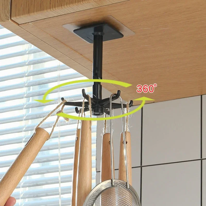 3PCS Kitchen Hook Multi-Purpose Hooks 360 Degrees Rotated Rotatable Rack, Storage Spoon Hanger