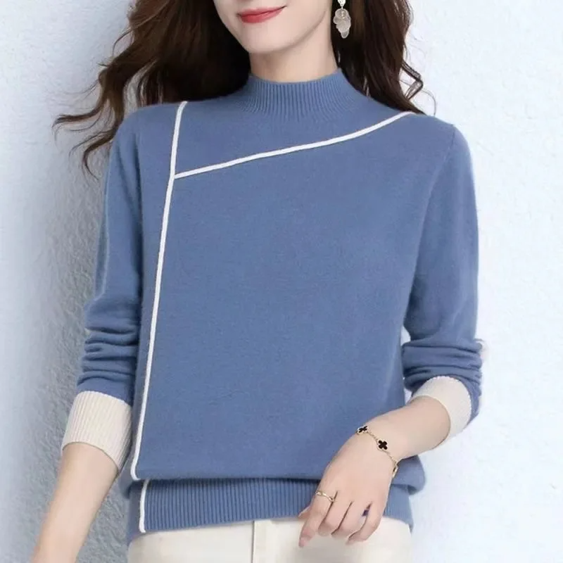 Women’s Turtleneck Knitted Sweater - Casual Loose Jumper