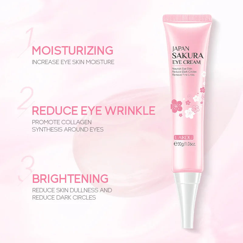 Cherry Blossom Essence Face Skin Care Set  Moisturizing Collagen Eye Cream Exfoliating Gel Cleanser Lip Mask