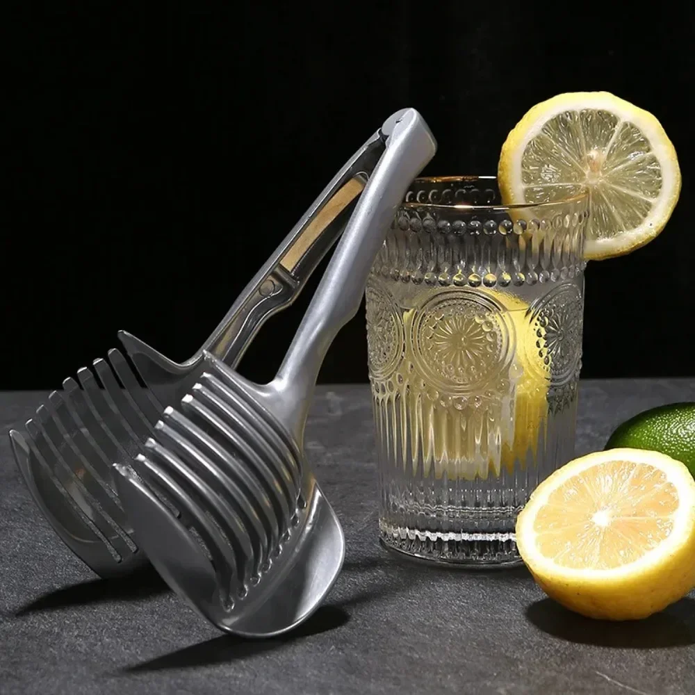 Stainless Steel Kitchen Handheld Orange Lemon Slicer Tomato Cutting Clip Fruit Slicer