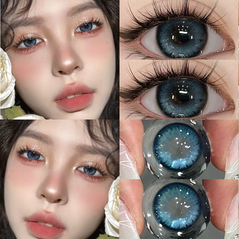 2 Pcs Korean Blue Colored Contact Lenses Soft and Naturally Colored for Myopia