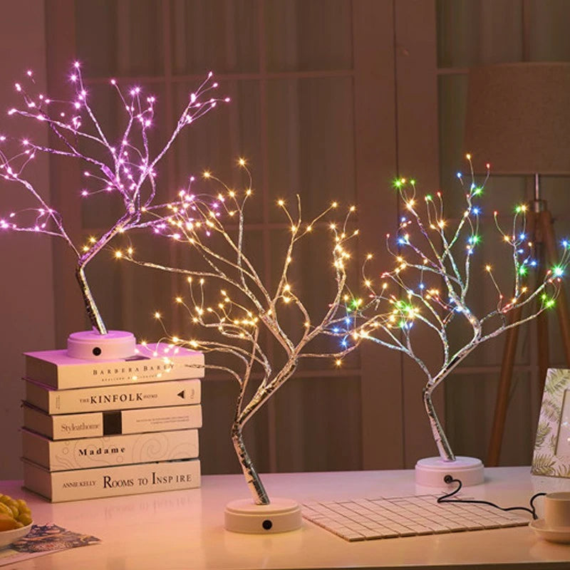 LED Night Light Mini Tree Copper Wire Garland Lamp For Decoration