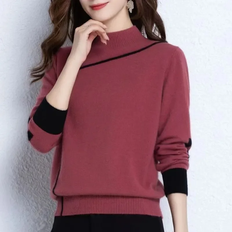 Women’s Turtleneck Knitted Sweater - Casual Loose Jumper