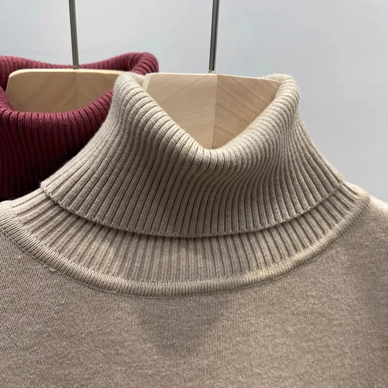 Thicken Velvet Turtleneck Knitted Sweater for Women