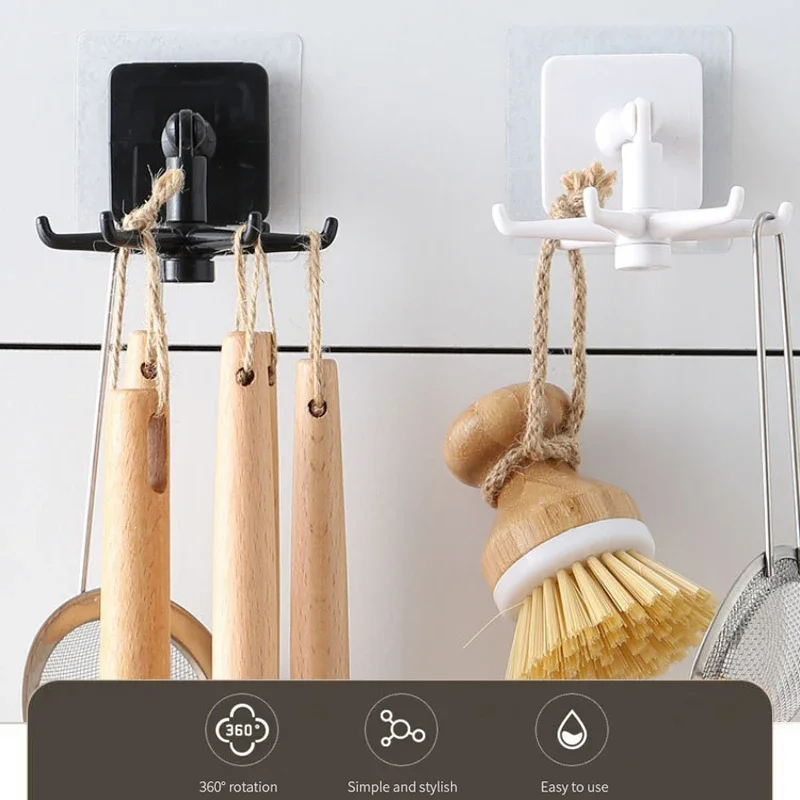 3PCS Kitchen Hook Multi-Purpose Hooks 360 Degrees Rotated Rotatable Rack, Storage Spoon Hanger