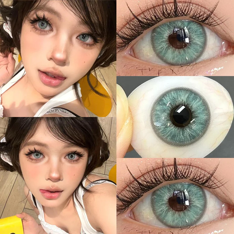 2 Pcs Korean Blue Colored Contact Lenses Soft and Naturally Colored for Myopia