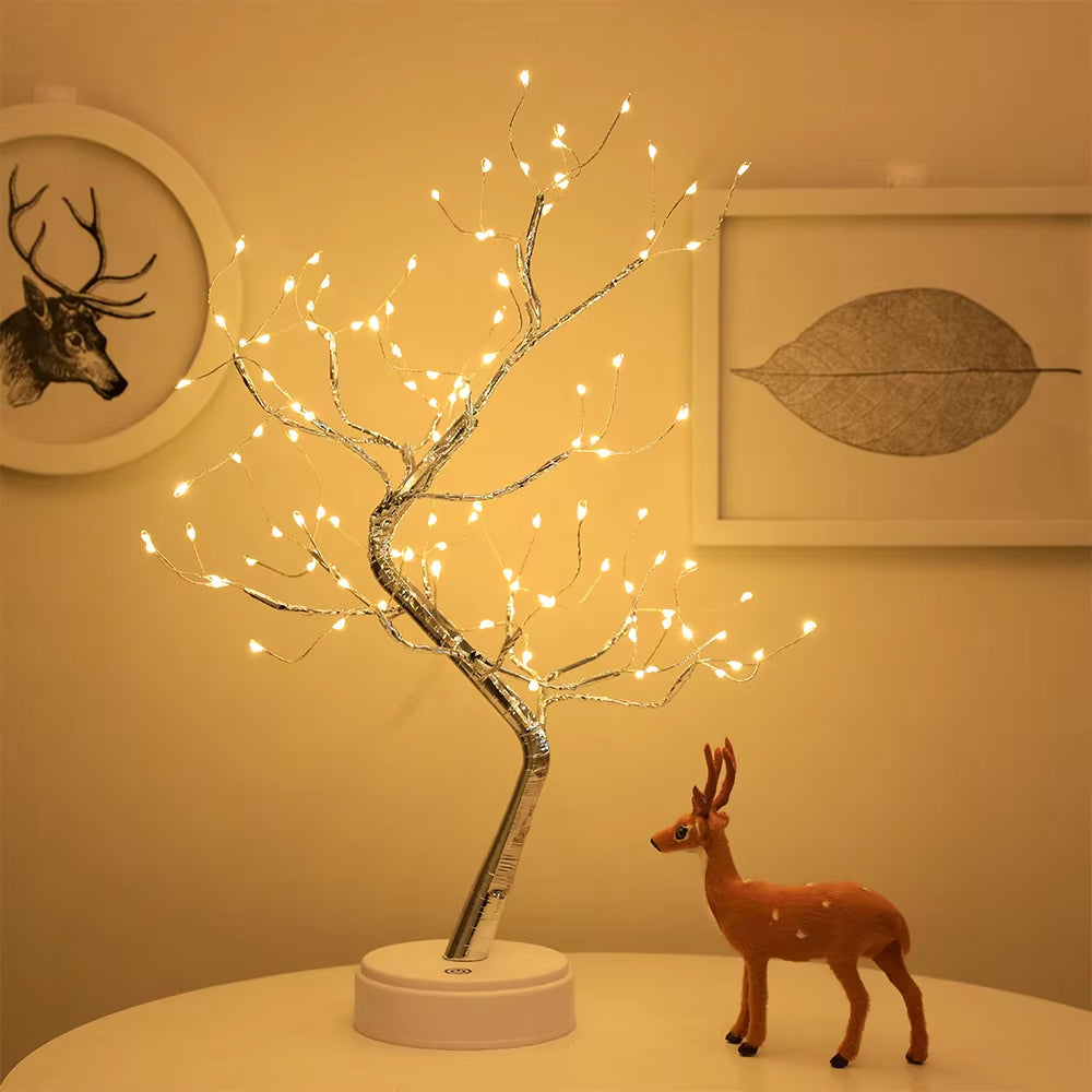 LED Night Light Mini Tree Copper Wire Garland Lamp For Decoration