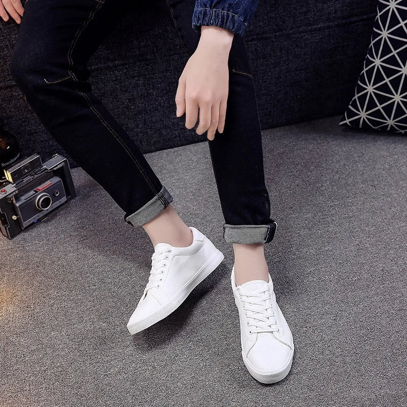 Spring Summer Men's Soft Casual Sneakers - Fashion White Shoes N021