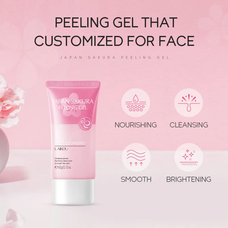 Cherry Blossom Essence Face Skin Care Set  Moisturizing Collagen Eye Cream Exfoliating Gel Cleanser Lip Mask