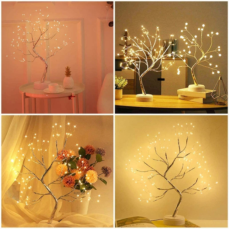 LED Night Light Mini Tree Copper Wire Garland Lamp For Decoration