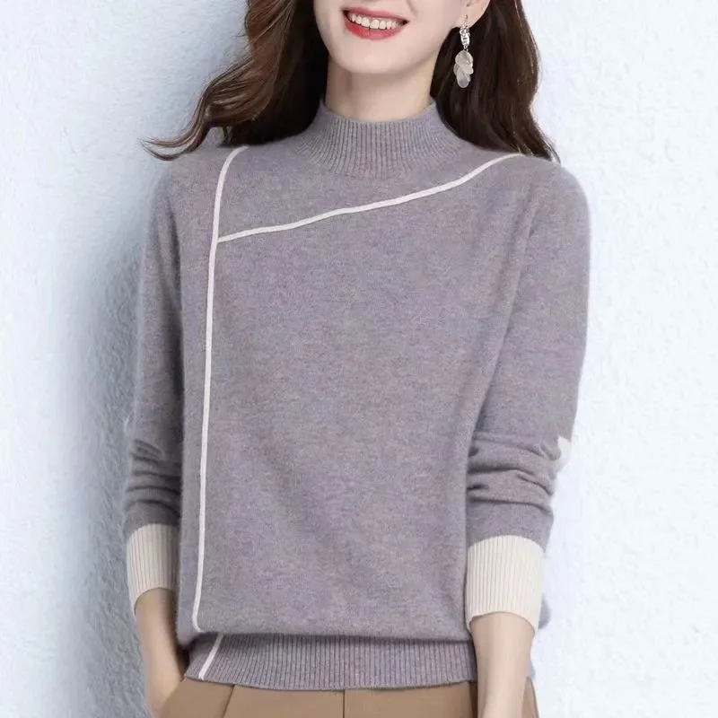 Women’s Turtleneck Knitted Sweater - Casual Loose Jumper