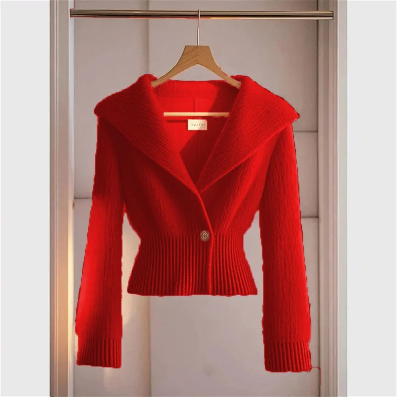 Autumn Korean Fashion Slim Knitted Cardigan for Women