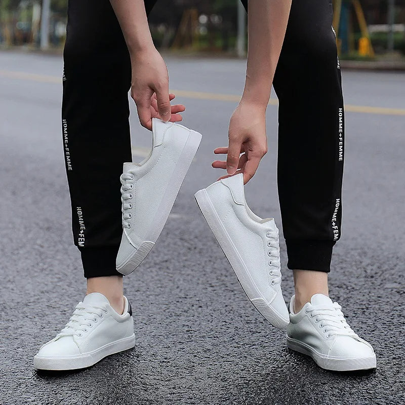 Spring Summer Men's Soft Casual Sneakers - Fashion White Shoes N021