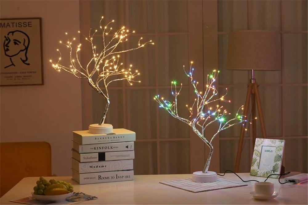 LED Night Light Mini Tree Copper Wire Garland Lamp For Decoration