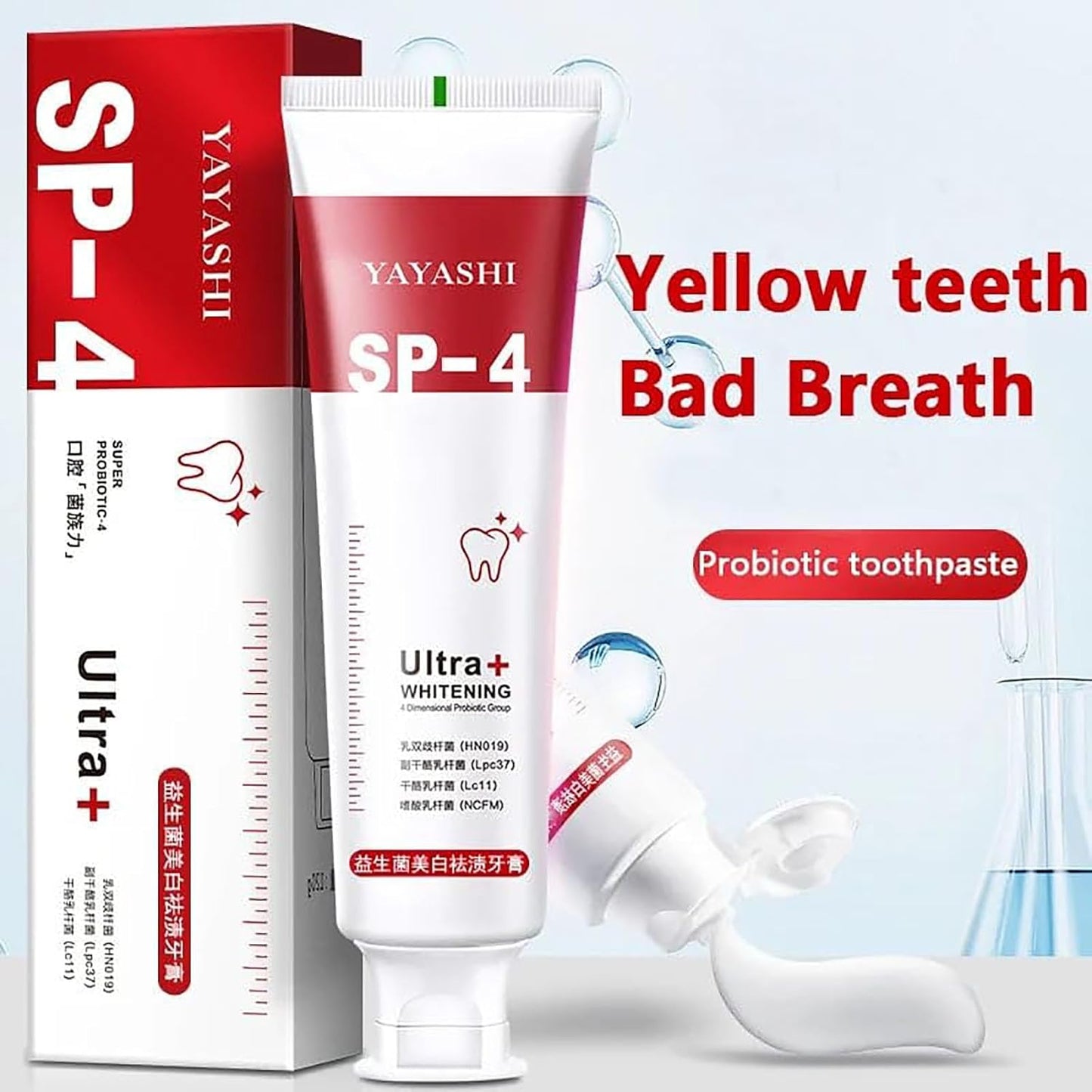 SP-4 Probiotic Whitening Toothpaste – Brightening, Stain Removal & 4-Probiotic Formula