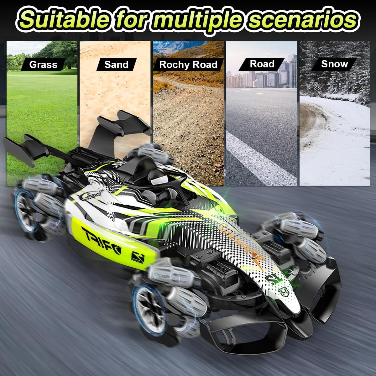 Remote Control RC Racing Car – 360° Stunt Vehicle with Lights, Music & Spray