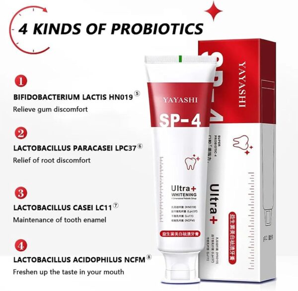 SP-4 Probiotic Whitening Toothpaste – Brightening, Stain Removal & 4-Probiotic Formula